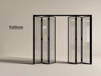 Folding Glass Doors Poliform Modern Interior Design With Black Frame 3d model