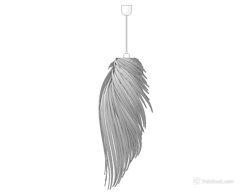 Modern Feather Shaped Chandelier With Long Pendant Lines And Hanging Design 3d model 