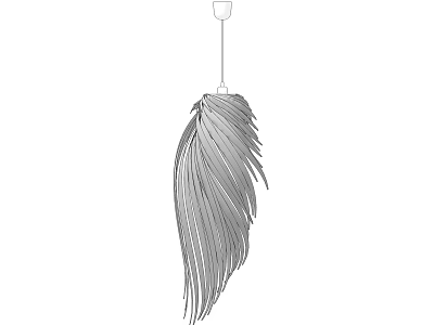 Modern Feather Shaped Chandelier With Long Pendant Lines And Hanging Design 3d model