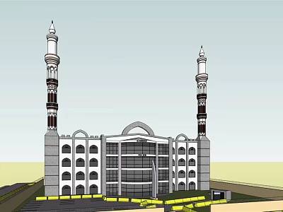 Modern Office Building Exterior With Twin Tower Structures And Arched Windows 3d model