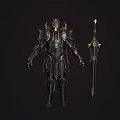 Three Armored Fantasy Warrior Characters Showcasing Intricate Dark Metal Armor With Spiked Details