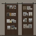 Wooden Sliding Doors With Built In Bookshelves For Modern Home Interior Design