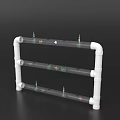 Three Tier Fish Tank Aquarium With PVC Pipe Structure And Aquatic Plants