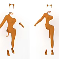 Orange Cat Themed Full Body Costume with Ears Headband Collar Tail Gloves and Heels
