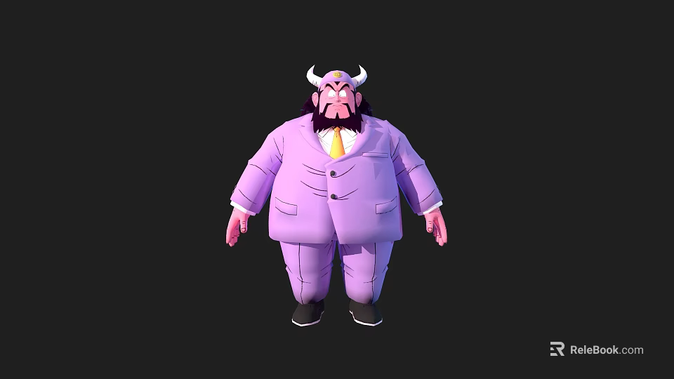 3D Game and Movie Character in Purple Suit with Horns and Stout Build 3d model 