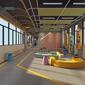 Modern aisle promenade 3d model