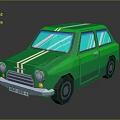 Green Pixel Art Car with White Stripes and Reflective Retro Design Features