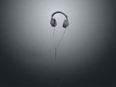 Wired Over Ear Computer Headphones With Silver Frame And Comfortable Ear Cups 3d model