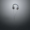 Wired Over Ear Computer Headphones With Silver Frame And Comfortable Ear Cups 3d model