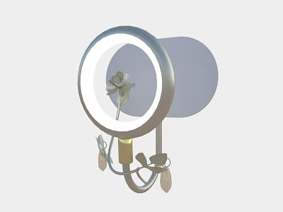 Modern Wall Mounted Lamp With Circular Light Ring And Floral Decoration 3d model