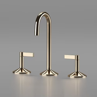 Faucet all copper three-hole basin cold and hot water double wash basin European-style antique brushed nickel gun gray classical bathroom cold and hot split 3d model