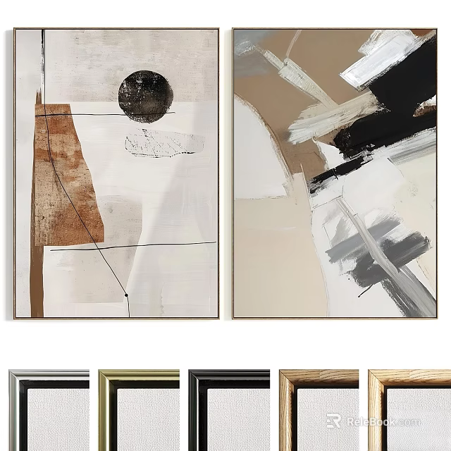 Modern Abstract Art Frames In Various Colors For Home Wall Decoration 3d model