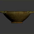 Handcrafted Ceramic Bowl With Two Handles And Ancient Carved Patterns