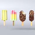 Snack Shop Featuring Tasty Assorted Popsicles With Colorful Layers And Chocolate Nuts