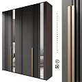 Modern Furniture Composition With Dark Vertical Stripes And Golden Handles In Interior Design