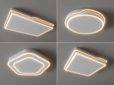 Modern LED Ceiling Lights Featuring Various Geometric Shapes for Indoor Decoration and Lighting 3d model