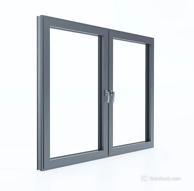 Modern Aluminum Casement Window Design With Double Glass Panels For Home 3d model 