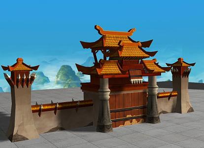 Cartoon City Gate Scene 3d model