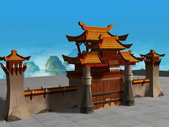 Cartoon City Gate Scene 3d model