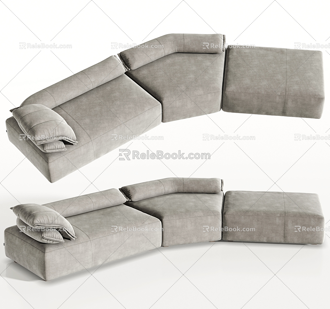 Modern Multiplayer Sofa Casual Fabric Multiplayer Sofa Corner Sofa 3d model