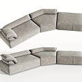 Modern Multiplayer Sofa Casual Fabric Multiplayer Sofa Corner Sofa 3d model