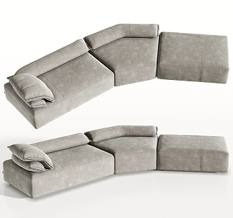 Modern Multiplayer Sofa Casual Fabric Multiplayer Sofa Corner Sofa 3d model