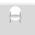 White Rounded Backrest Circular Seat Leisure Chair with Slim Legs in Light Background