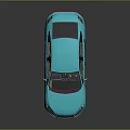 Turquoise Sedan Car with Sleek Modern Exterior Design on Reflective Surface and Shiny Finish