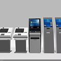 Public Facility Multiple Self Service Kiosks Featuring Interactive Touch Screens And Modern Design 3d model