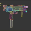 Detailed Futuristic Silver Purple Mechanical Pistol Weapon Featuring Barrel And Grip Design