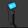 Smart Machine With Interactive Display Screen On Stand Featuring Blue Interface And Foot Support 3d model