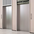 Modern Elevator Interior With Stainless Steel Doors And Minimalist Wall Design 3d model