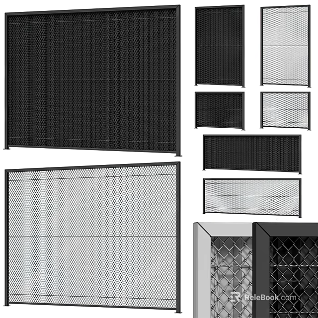 Modern Metal Partition Designs With Mesh And Slatted Styles For Interiors 3d model 