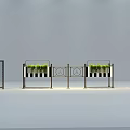 Modern Fence Designs With Flower Boxes Green Plants And Grid Patterns 3d model