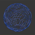 Abstract Blue Wireframe Sphere With Intricate Curved Lines And Reflective Surface