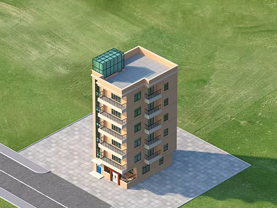 Multi Storey Detached Villa With Balconies Green Glass Roof And Grassy Surroundings 3d model