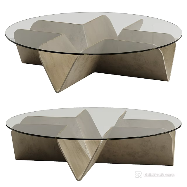 Modern Geometric Dressing Table With Round Glass Top And Sculptural Base 3d model