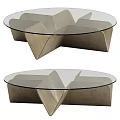 Modern Geometric Dressing Table With Round Glass Top And Sculptural Base 3d model