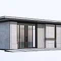 Sleek Modern Entrance Gate With Gray Stone Walls Glass Doors And Flat Roof
