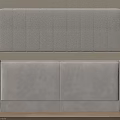Modern Light Beige Upholstered Bed Headboard With Paneled Design And Wooden Floor