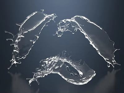 Dynamic Transparent Water Splash With Flowing Droplets And Clear Reflections 3d model