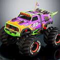 Striking Electric Toy Monster Truck With Colorful Design Big Tires Number 78 And Flag