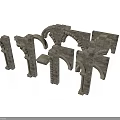 Ancient Stone Architecture Structural Components With Arches Columns And Carved Textures