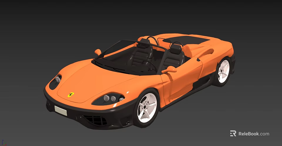Orange Convertible Sports Car With Open Top Black Seats And White Wheels 3d model 