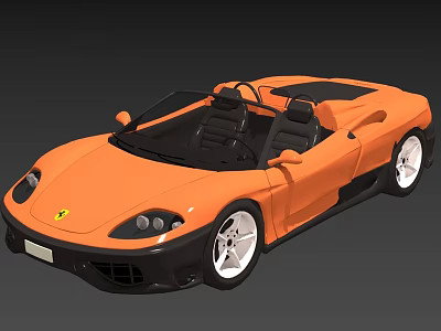 Orange Convertible Sports Car With Open Top Black Seats And White Wheels 3d model