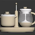 White Multifunctional Electric Cooking Device With Two Containers Transparent Kettle And Control Base 3d model