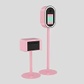 Modern Stylish Pink Photo Check-in Spot With Stand And Interactive Kiosk