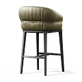 Modern Upholstered Bar Stools With Neutral And Green Fabric And Metal Frames