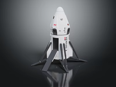 Futuristic Space Rocket Design For Cosmic Exploration With White Body And Landing Legs 3d model