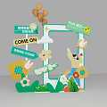 Fun Check in Photo Spot With Cartoon Figures Flowers Balloons Clouds And Happy Vibes